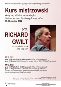 Plakat zawiera informacje o kursie prof. R. Gwilta