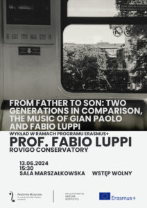 Plakat zawiera informacje na temat wykładu prof. Fabio Luppi w dniu 13 czerwca 2024