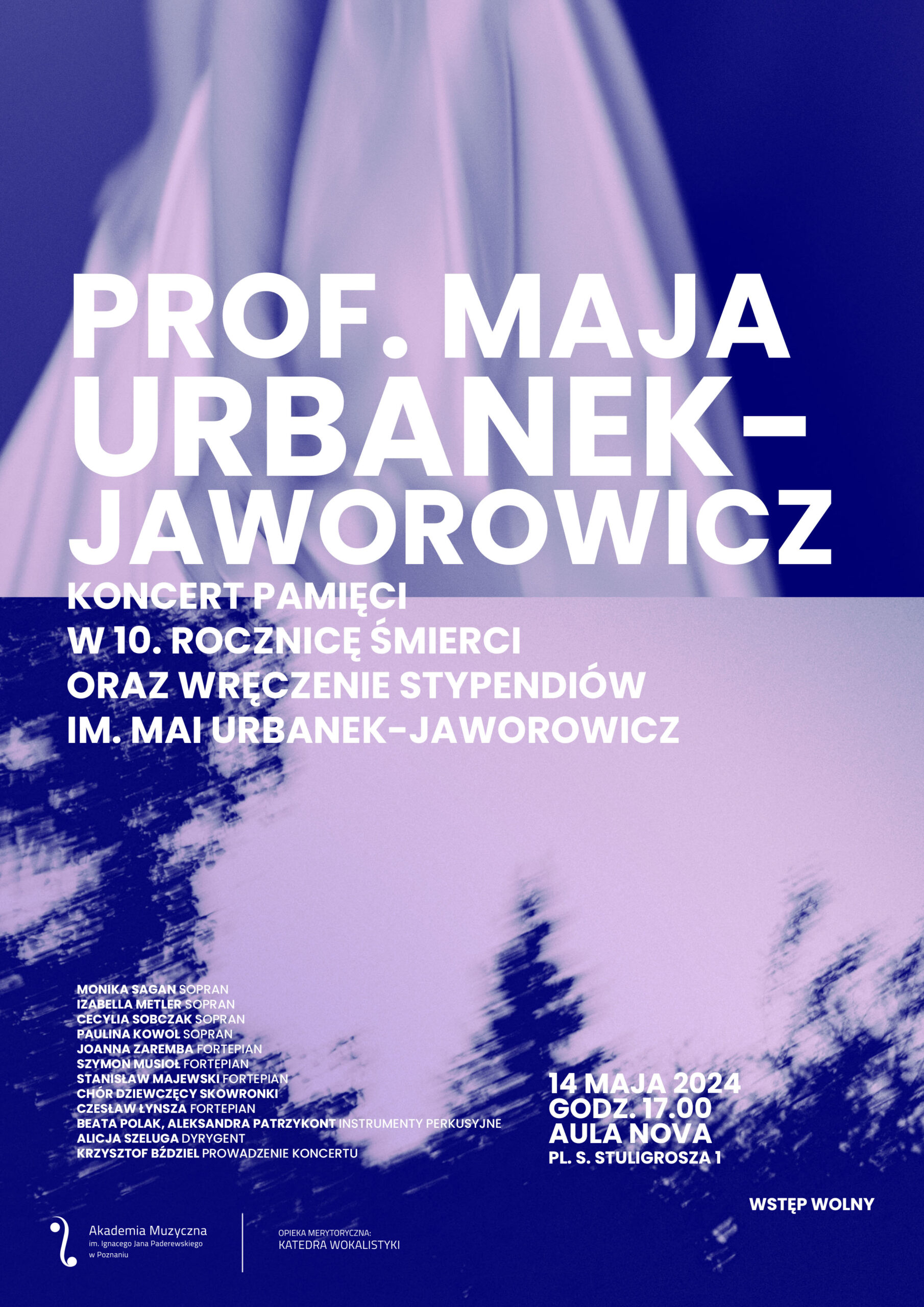 Afisz zawiera informacje na temat koncertu poświęconego Mai Urbanek-Jaworowicz w 10. rocznicę śmierci