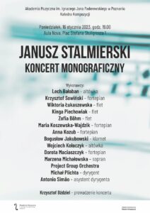 Plakat w kolorach pastelowych zawiera informacje na temat koncertu Janusza Stalmierskiego