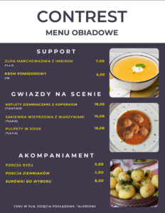 Menu obiadowe na dany dzień może zachęcać do przyjścia na posiłek do bufetu