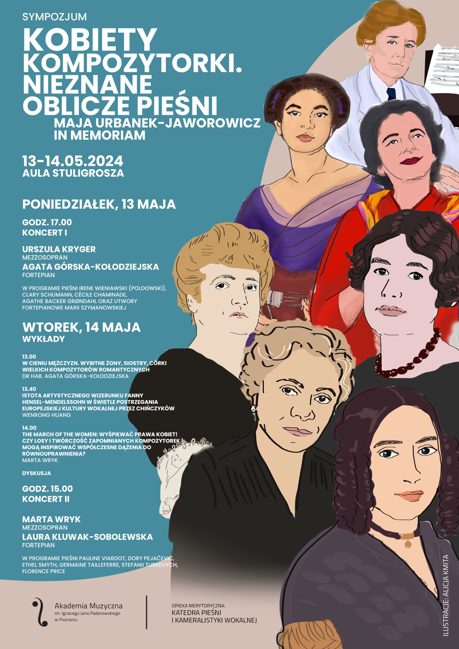 Plakat zawiera informacje na temat Sympozjum Kobiety kompozytorki