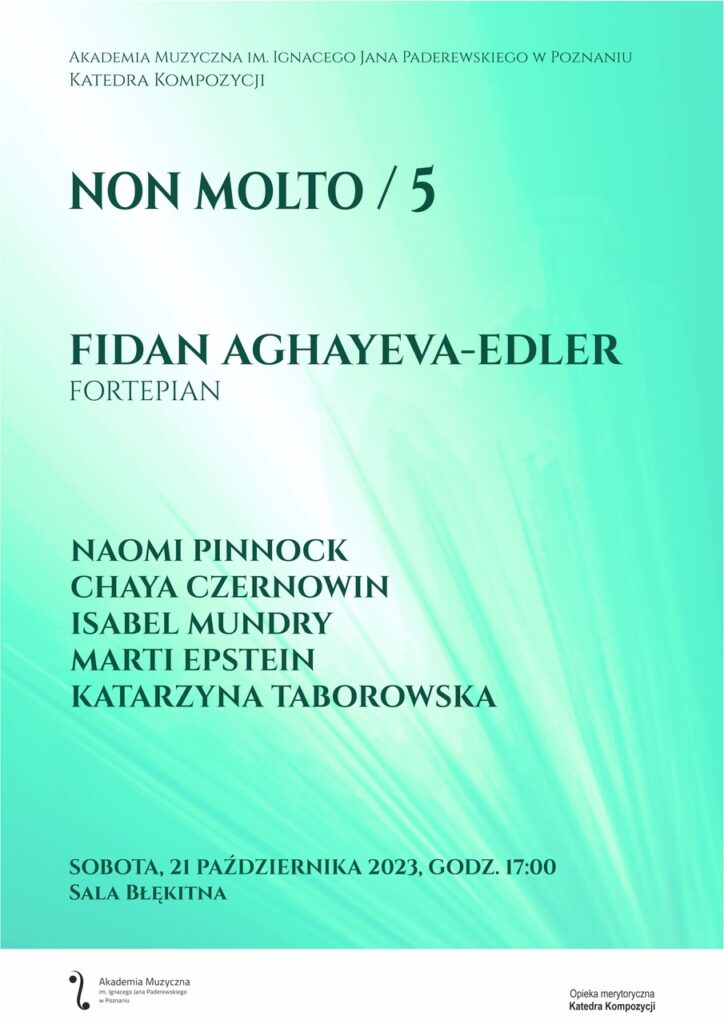 Afisz zawiera informacje na temat koncertu z cyklu NON MOLTO - koncert nosi numer 5