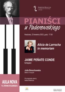 Afisz może zachęcać do przyjścia na koncert z cyklu Pianiści u Paderewskiego