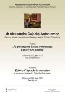 Afisz może zachęcać do przyjścia na koncert dr Aleksandry Gajeckiej-Antosiewicz
