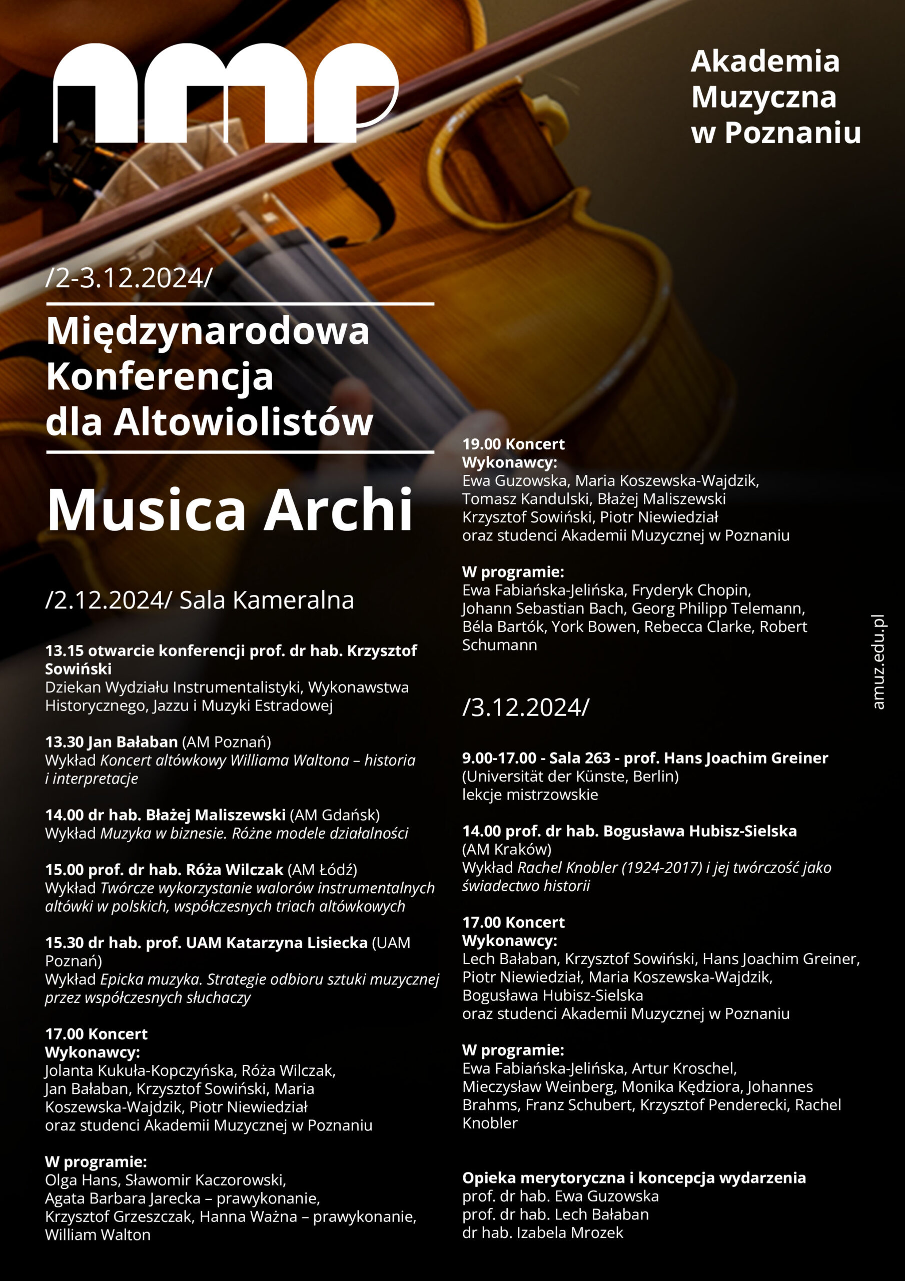 Afisz zawiera informacje na temat konferencji Musica Archi 2024