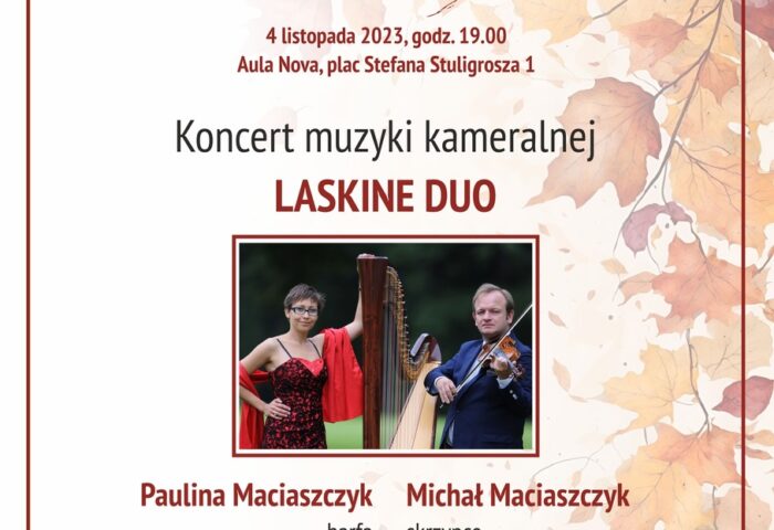 jesien-harfowa-koncert Laskine Duo - na zdjęciu Paulina Maciaszczyk i Michał Maciaszczyk