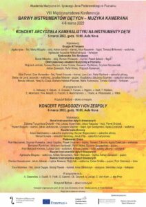 Afiszs z harmonogramem koncertów towarzyszących Konferencji Barwy Instrumentów Dętych