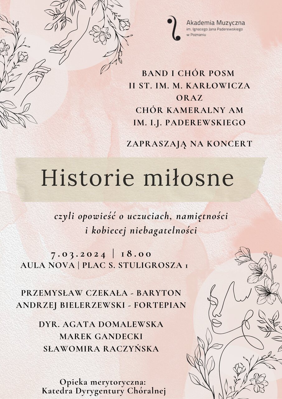 Afisz zawiera informacje na temat koncertu z cyklu Pedagodzy i ich chóry w dniu 7 marca 2024