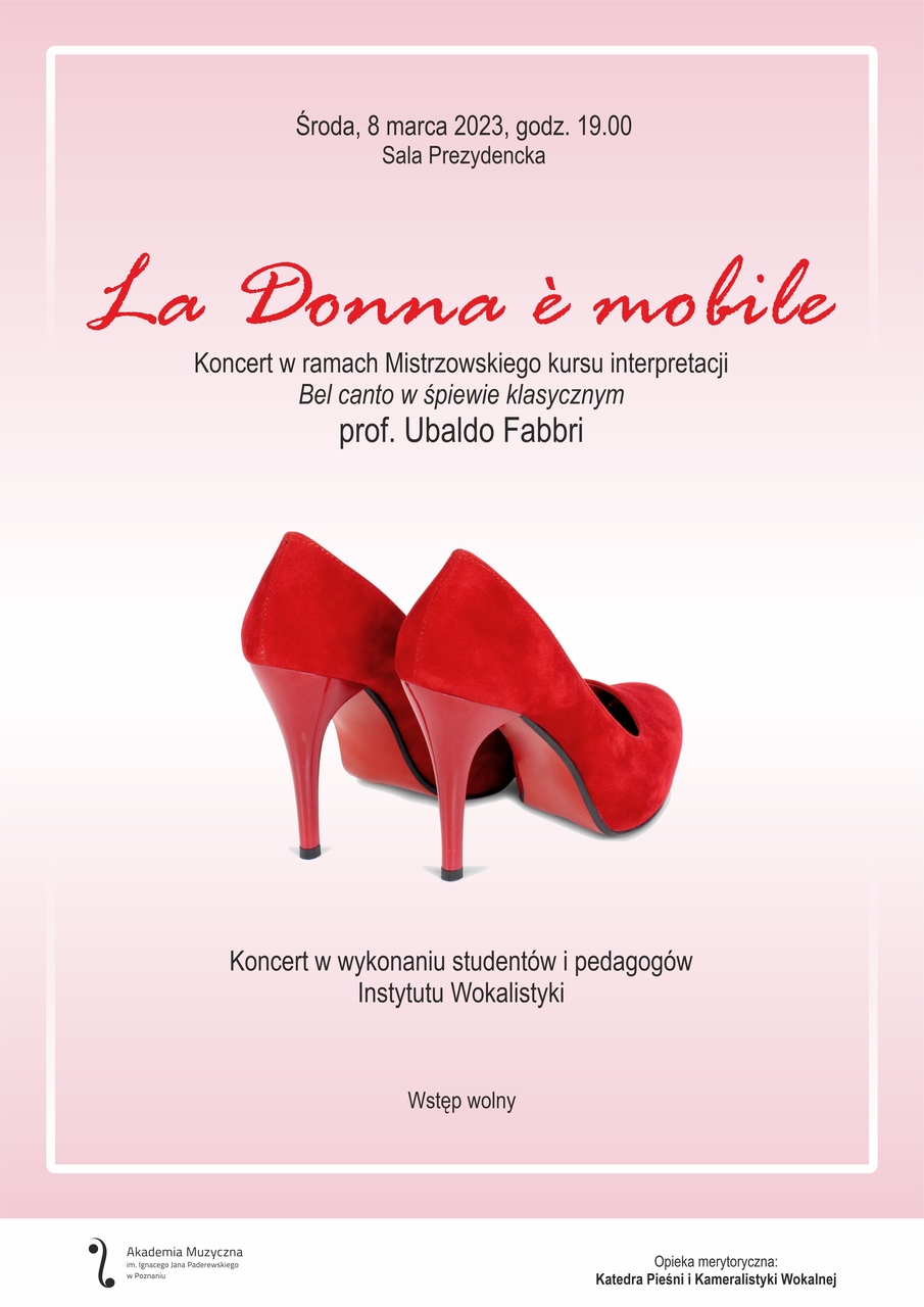 Plakat może zachęcać do przyjścia na koncert La donna e mobile