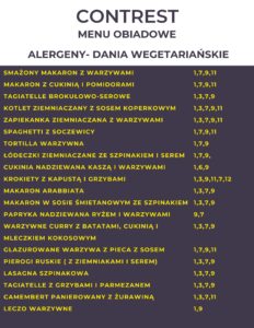 Alergeny - dania wegetariańskie - spis