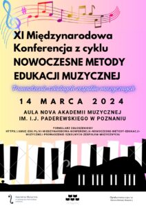 Afisz XI Konferencji z cyklu Nowoczesne Metody Muzyczne w dniu 14 marca 2024