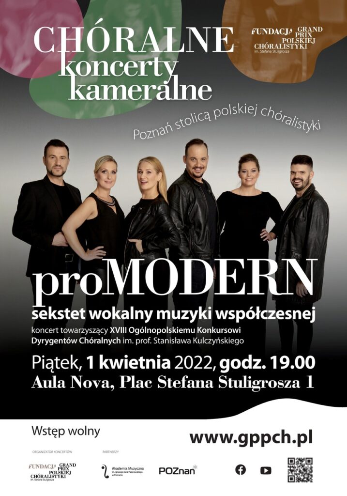 Afisz może zachęcać do przyjścia na koncert grupy proModern w dniu 1 kwietnia 2022