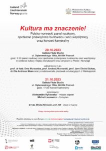 Plakat projektu pt. Kultura ma znaczenie, przeprowadzanego w dniach 20-21.10.2023