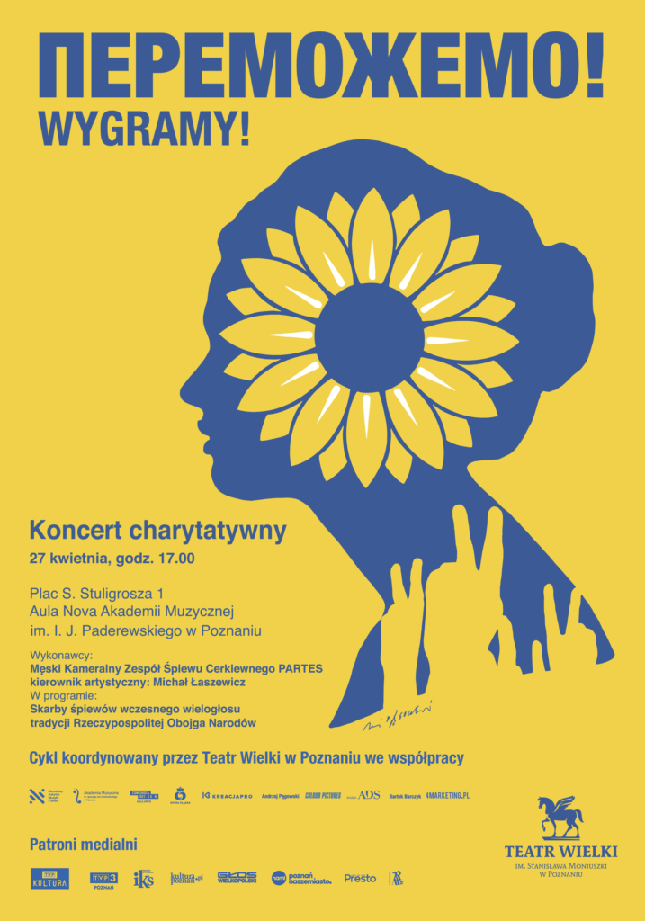 Afisz zachęcający do przyjścia na koncert charytatywny na rzecz Ukrainy