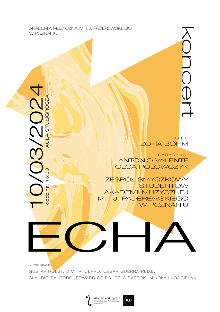 Afisz zawiera informacje na temat koncertu pt. ECHA w dniu 10 marca 2024