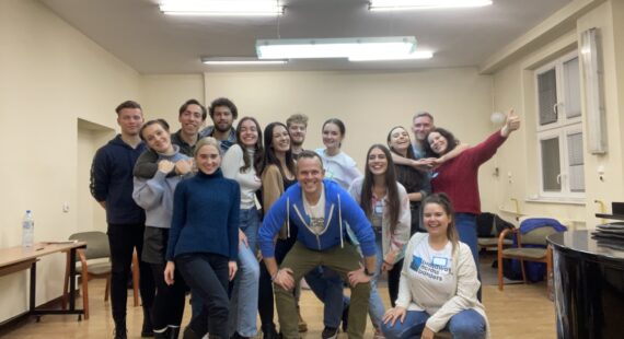 A group of people which took part in musical workshops in Poznań