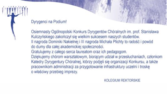 Zdjęcie ma na celu przekazanie przez władze uczelni podziękowania za organizację Konkursu Dyrygentów im. S. Kulczyńskiego
