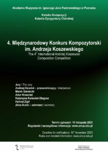 Afisz z informacjami o Konkursie Kompozytorskim im. A. Koszewskiego