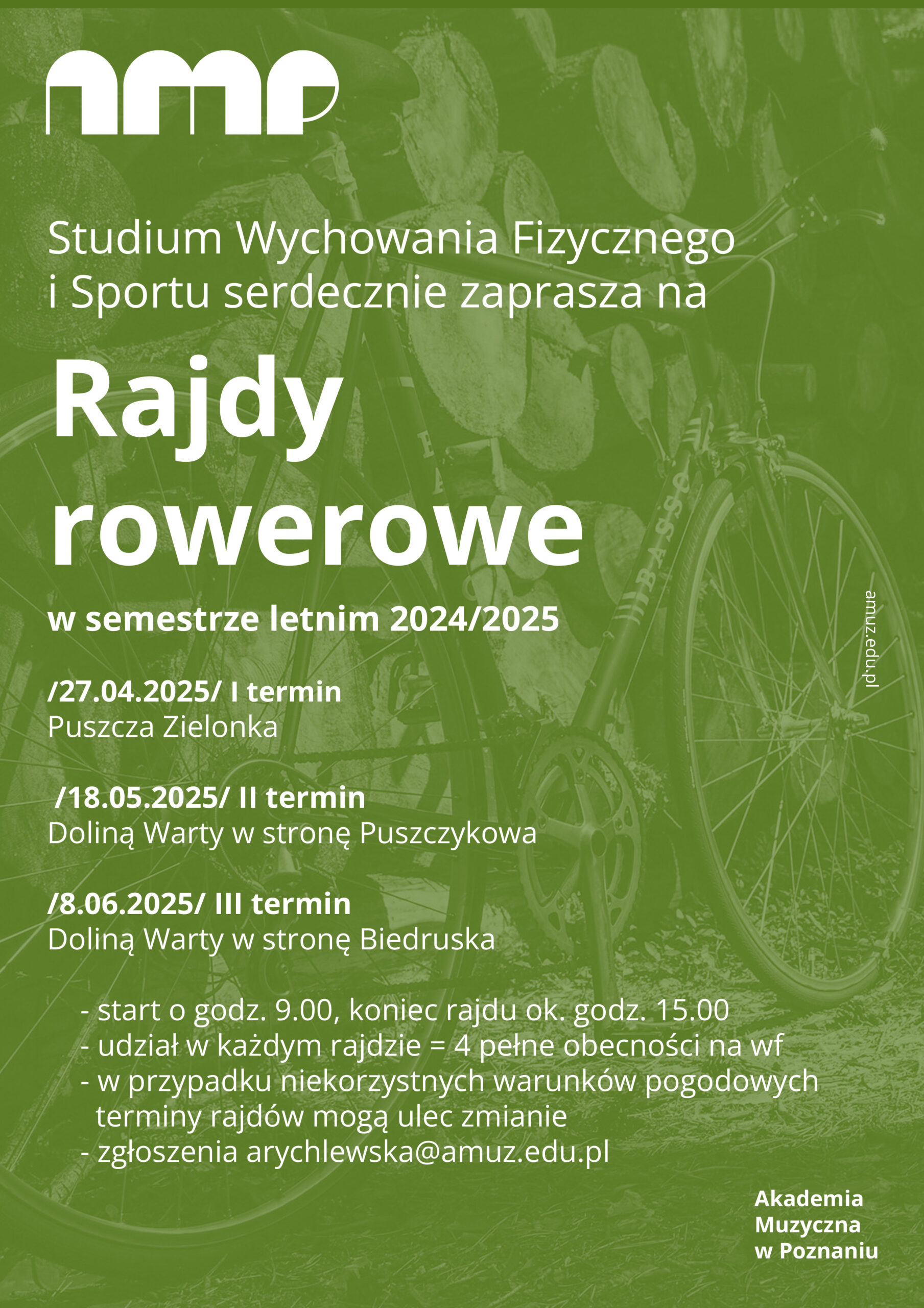 Studium Wychowania Fizycznego i Sportu zaprasza na rajdy rowerowe