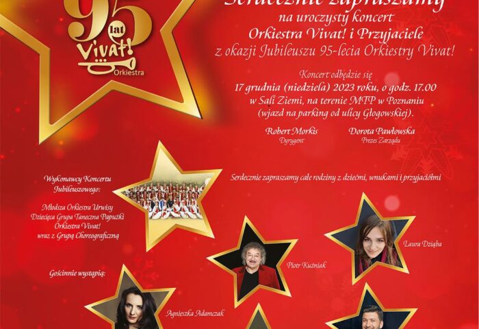 Plakat stanowi zaproszenie na koncert orkiestry Vivat
